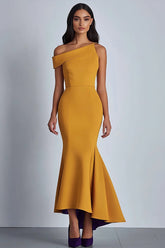 Gelbes Etui Ballkleid mit einer Schulter